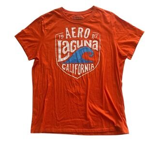 Aeropostale Men's Size XXL 2XL T-Shirt Graphic Logo Spellout Orange Wave Ocean
